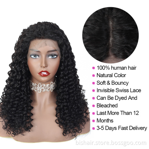 26 inch Brazilian water wave lace front human hair closed pre-pulled wig 13x4 Brazilian curly human hair wig wave wig wholesaler
